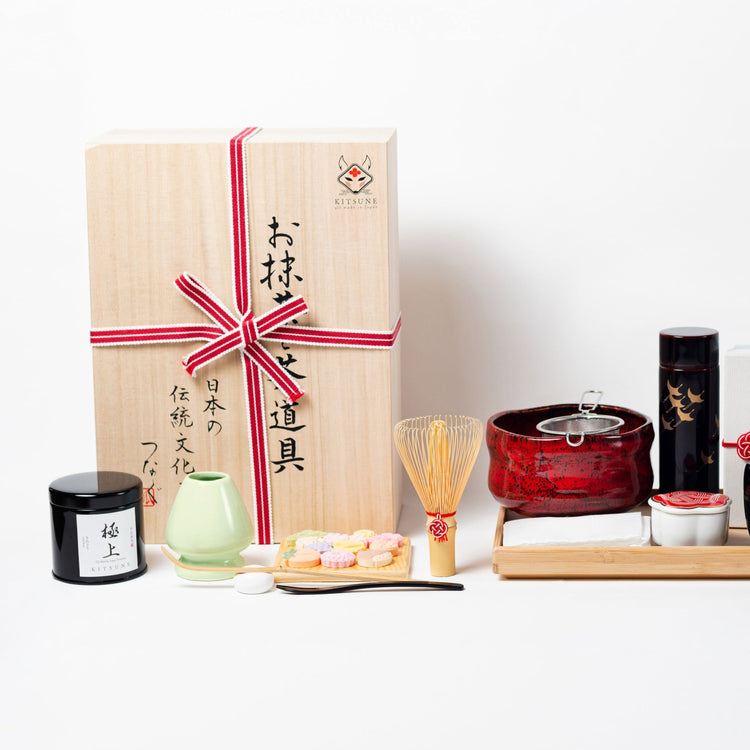 Deluxe Matcha Set “Mizuhiki” – Handmade Japanese Tea Set by KITSUNE