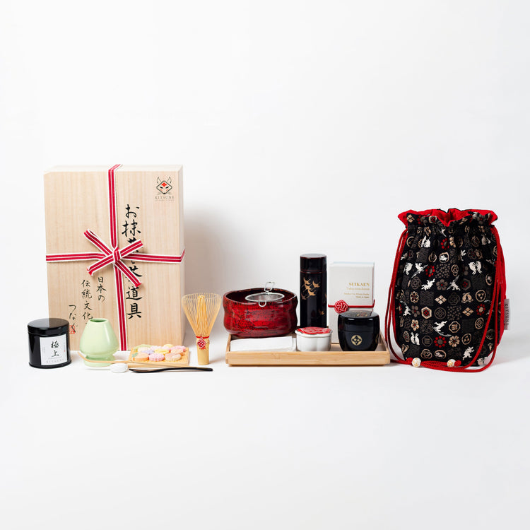 Deluxe Matcha Set “Mizuhiki” – Handmade Japanese Tea Set by KITSUNE